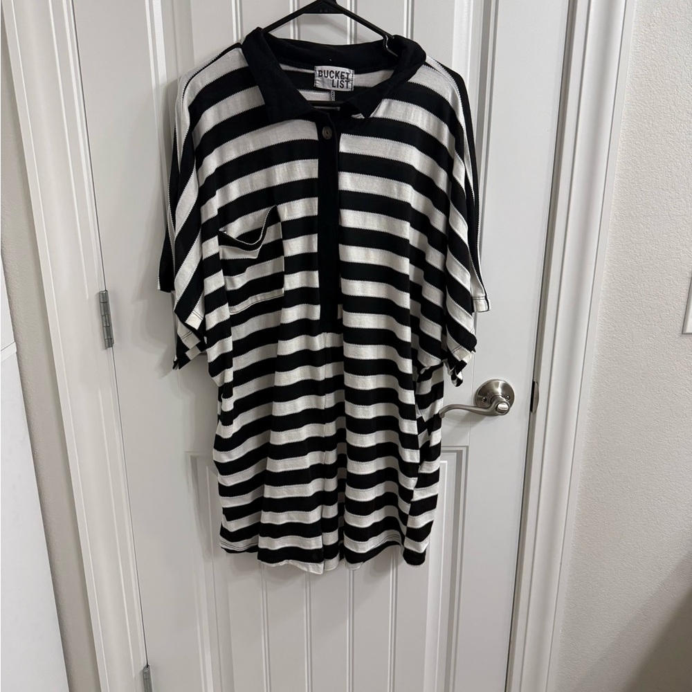 Black and White Striped Romper